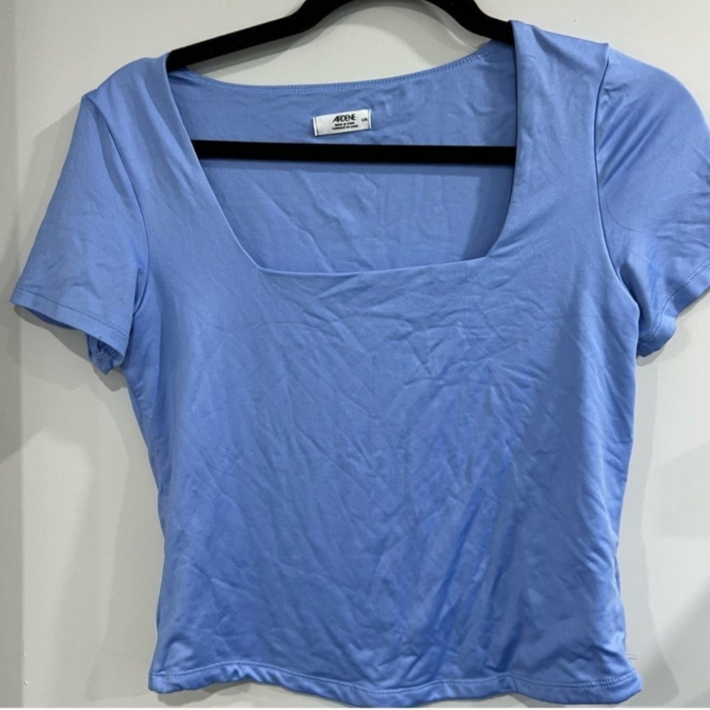 ARDENE square neck blue short sleeve top